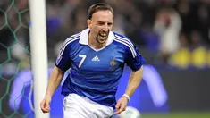 France's midfielder Franck Ribery celebrates after scoring a goal during the World Cup 2010 qualifying match France vs Lithuania on April 1, 2009 at Stade de France in Saint-Denis. AFP PHOTO/FRANCK FIFE