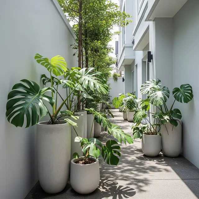 Kebun Monstera untuk Lorong Samping Rumah (AI Generated)