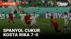 Spanyol berhasil memetik poin penuh saat mengalahkan Kosta Rika 6-0 pada laga grup E Piala Dunia 2022 di stadion Al Thumama, Rabu (23/11/2022). Lima gol Spanyol dicetak Marco Asensio, Ferran Torres (2 gol), Dani Olmo, Gavi, Carlos Soler dan Alvaro Mo...