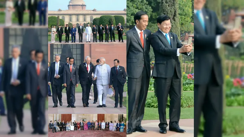 Presiden RI Joko Widodo bersama dengan Perdana Menteri India dan para Pemimpin Negara ASEAN, saat sesi retreat KTT ASEAN - India di Rasthrapati Bhawan (25/1/2018) (sumber: Sekretariat Presiden RI)