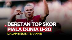 Berita Motion grafis daftar pencetak gol terbanyak di 5 edisi terakhir Piala Dunia U-20. Termasuk bomber Manchester City, Erling Haaland yang menjadi top skor bersama Timnas Norwegia.