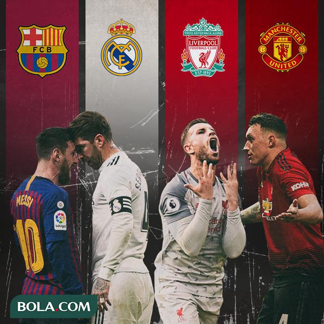 Ilustrasi - Pemain Real Madrid-Barcelona dan Manchester United-Liverpool
