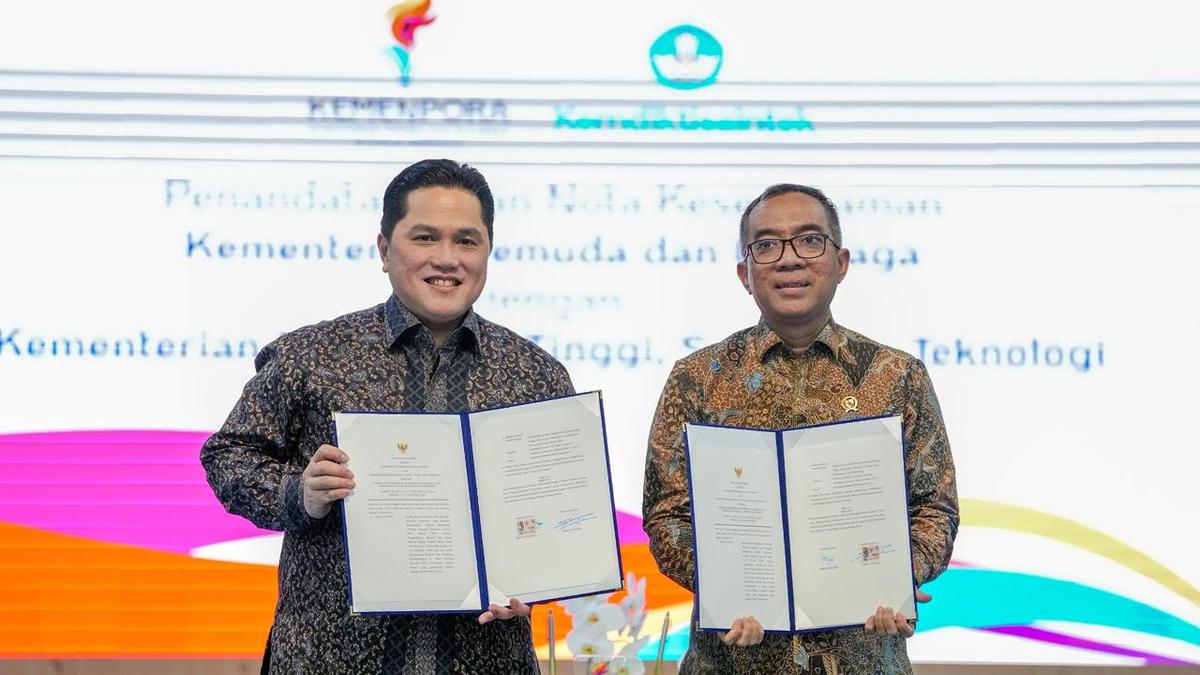 Menpora Erick Thohir dan Mendiktisaintek Brian Yuliarto Teken MoU, Perkuat Pembinaan Atlet Mahasiswa