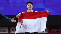 Lifter Indonesia, Rahmat Erwin Abdullah, menyabet medali emas nomor 75 kg putra pada Asian Games 2026 di Nagoya City Trade and Industry Center, Jepang, Sabtu (26/9/2026). (NOC Indonesia)