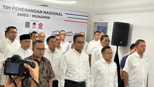 Paslon Anies Baswedan-Muhaimin Iskandar mengumumkan susunan Tim Pemenangan Nasional (Timnas) untuk Pilpres 2024. Ahmad Ali selaku Wakil Ketua Umum Nasdem  ditunjuk menjadi coach atau pelatih (Liputan6.com/Nanda Perdana Putra)
