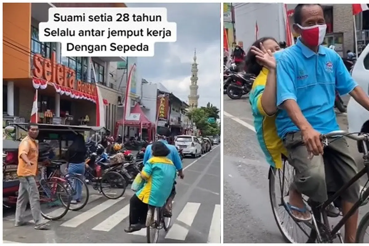 Setia Antar Istri Bekerja 28 Tahun Pakai Sepeda, Kisah Pasangan Ini Ini Bikin Haru