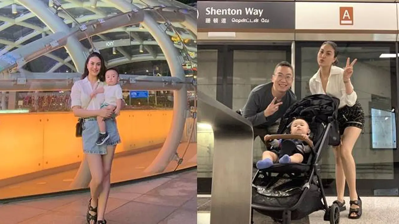 7 Potret Marcella Daryanani Bersama Suami dan Buah Hati Liburan ke Singapura