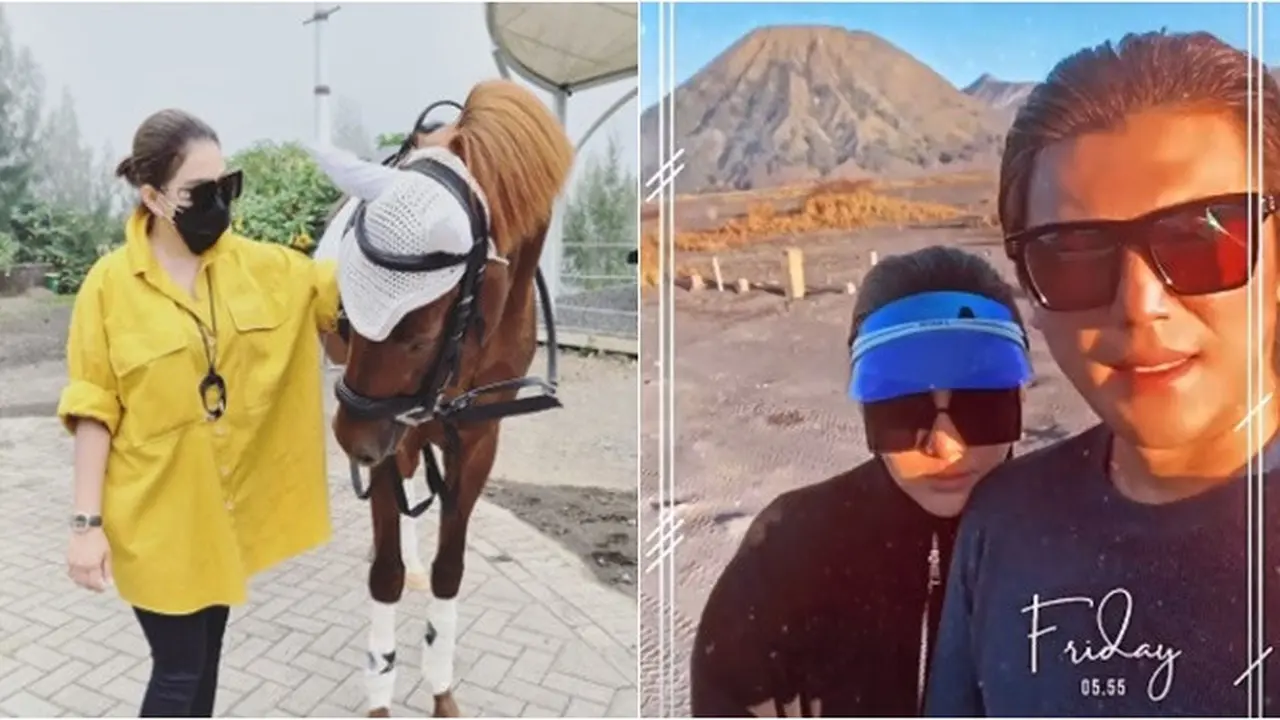 7 Momen Liburan Syahrini dan Reino Barack di Bromo, Sarapan di Padang Savana