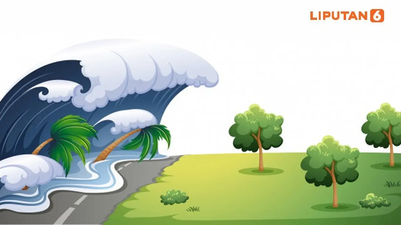 Banner Infografis Ancaman Tsunami 20 Meter di Selatan Pulau Jawa. (Liputan6.com/Trieyasni)