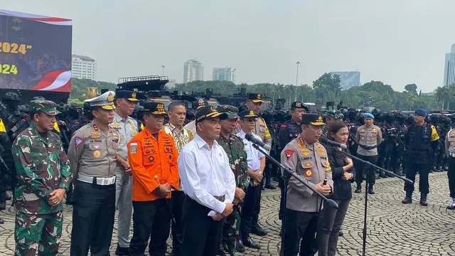 Apel Gelar Pasukan Operasi Ketupat 2024 di Monas, Jakarta Pusat, (3/4/2024).