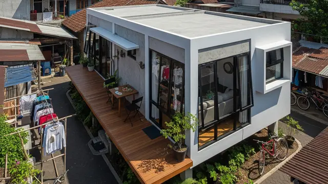 Desain Rumah Mungil Tapi Punya Teras Panjang untuk Duduk Sore