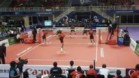 Tim sepak takraw Indonesia harus mengakui keunggulan Malaysia pada Team Regu pada semifinal Asian Games 2018. (Liputan6.com/Luthfie Febrianto)