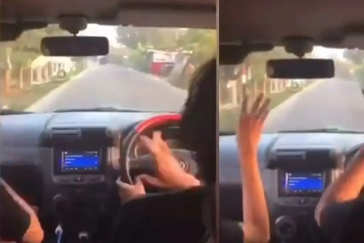 Viral Video Orang Menyetir Sambil Joget Ala TikTok Ini Berujung Apes