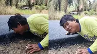 Viral Pria Bengkulu Cium Aspal Baru Usai 37 Tahun Penantian (Sumber: Tiktok/herisyakila)