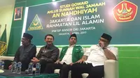 Ahok-Djarot di GP Ansor DKI Jakarta, Jumat (7/4/2017). (Liputan6.com/Delvira Chaerani Hutabarat).