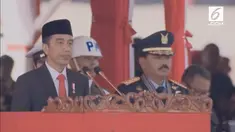 Presiden Joko Widodo menyampaikan pidato dalam HUT ke-72 TNI. Presiden mengingatkan soal pentingnya loyalitas TNI demi menjaga NKRI.