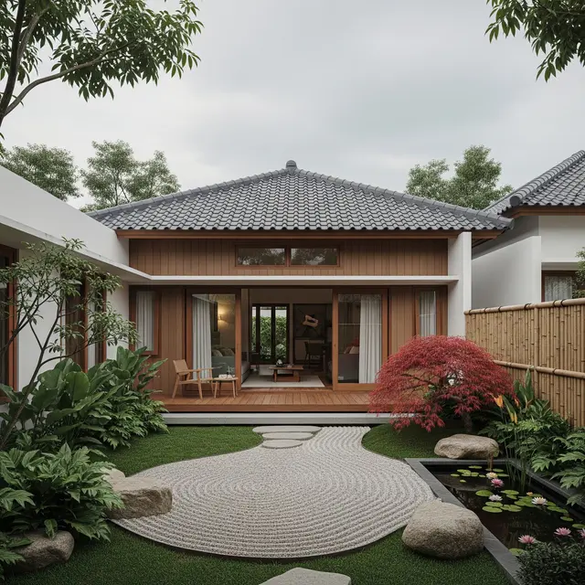 Contoh Rumah Sederhana untuk Hari Tua dengan Halaman Belakang Luas untuk Kebun Santai