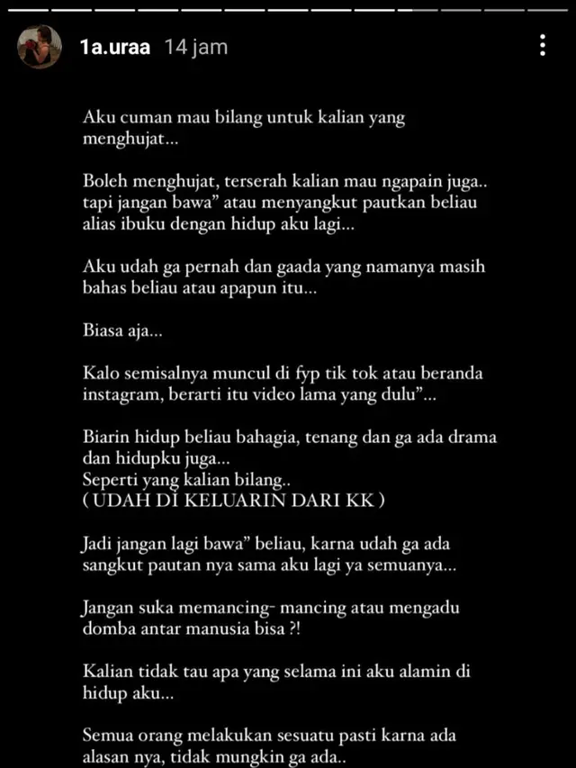 Unggahan Lolly. (Foto: Dok. Instagram @1a.uraa)