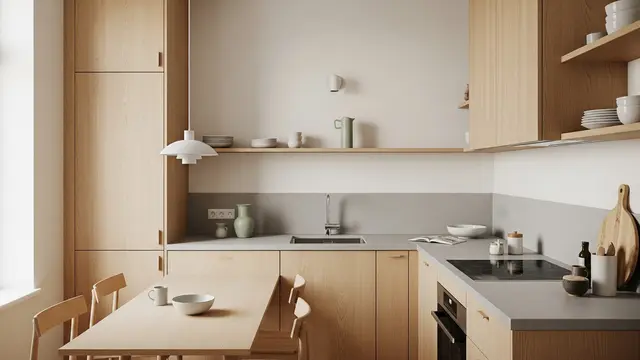 Ilustrasi Desain Dapur Minimalis Gen Z dengan Budget Terbatas/Gemini AI