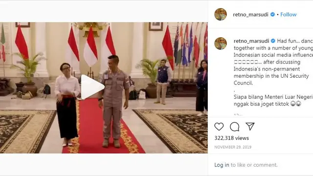 Gambar Tangkapan Layar Akun Instagram Menlu Retno