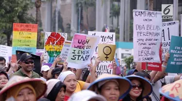 Women's March 2018 digelar Sabtu (3/3), dalam aksi tersebut ribuan wanita menyuarakan aspirasinya.