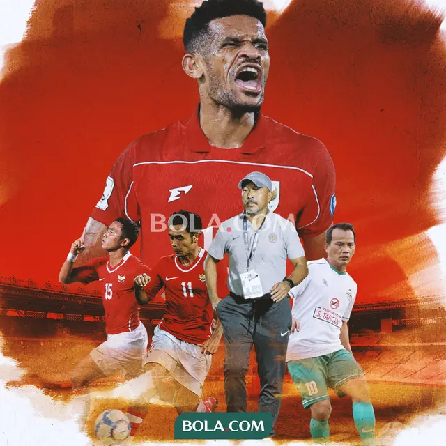 Ilustrasi - Ricky Kambuaya dikelilingi Fakhri Husaini, Ansyari Lubis, Firman Utina, Ponaryo Astaman