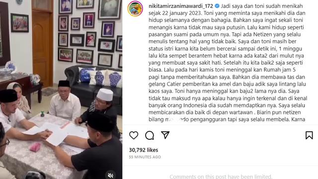 Nikita Mirzani menjelaskan pernikahannya dengan Antonio Dedola. (Foto: Dok. Instagram @nikitamirzanimawardi_172)