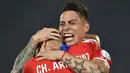 Ekspresi Eduardo Vargas setelah mencetak gol kedua Cile. (AFP PHOTO/Rodrigo Arangua)