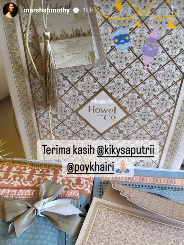 Hampers Lebaran Artis 2023. (Foto: Instagram Stories/marshatimothy)