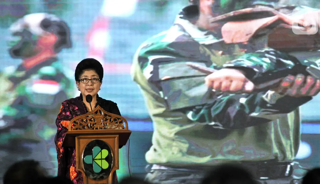 Mantan Menkes Nila F. Moeloek memberikan sambutan dalam acara Pisah Sambut Menteri Kesehatan di Gedung Kementerian Kesehatan, Jakarta, Kamis (24/10/2019). (merdeka.com/Iqbal S. Nugroho)