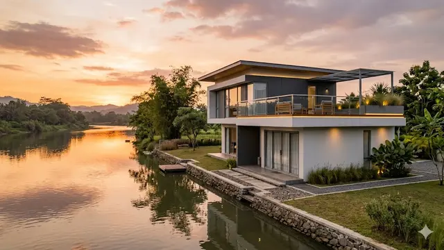 Contoh Rumah di Pinggir Sungai