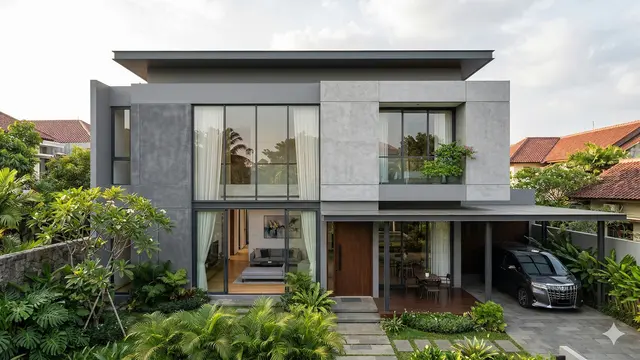 Gambar Rumah Minimalis Cat Abu-Abu (Foto: Gemini AI)