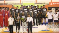 Timnas voli putra Indonesia yang diwakili Surabaya Bhayangkara Samator juara Asian Peace Cup International Volley Ball Competition yang berlangsung di Jakarta, 22-25 Juni 2019. (foto: PBVSI)