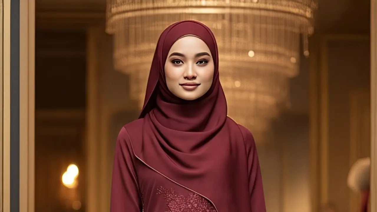 Inspirasi Model Gamis Burgundy