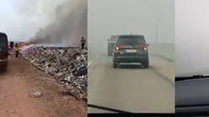 Asap Tebal Kebakaran TPA di Lampung Selimuti Tol Bakter
