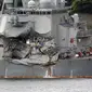 Kondisi USS Fitzgerald pasca-tabrakan dengan kapal ACX Crystal (AP)