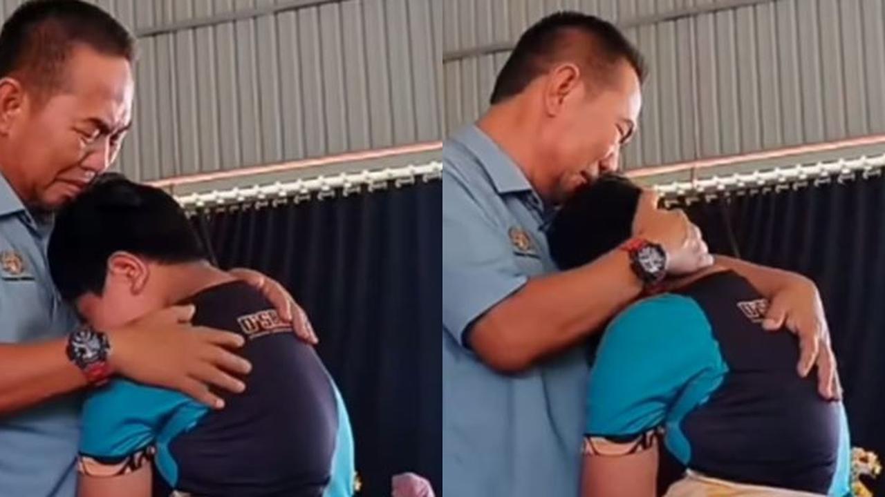 Momen Sedih Anak Yatim Perpisahan dengan Guru yang Selalu Perhatian, Menangis Sesegukan Beri Hadiah Buah