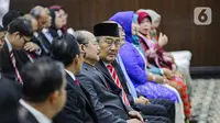 Terlihat, tokoh yang hadir dalam pelantikan Suhartoyo antara lain Ketua Majelis Kehormatan Mahkamah Konstitusi (MKMK) Jimly Asshiddiqie. (Liputan6.com/Faizal Fanani)