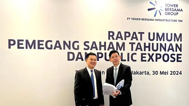 Rapat Umum Pemegang Saham Tahunan (RUPST) PT Tower Bersama Infrastructure Tbk (TBIG), Kamis (30/5/2024). (Foto: Liputan6.com/Pipit IR)