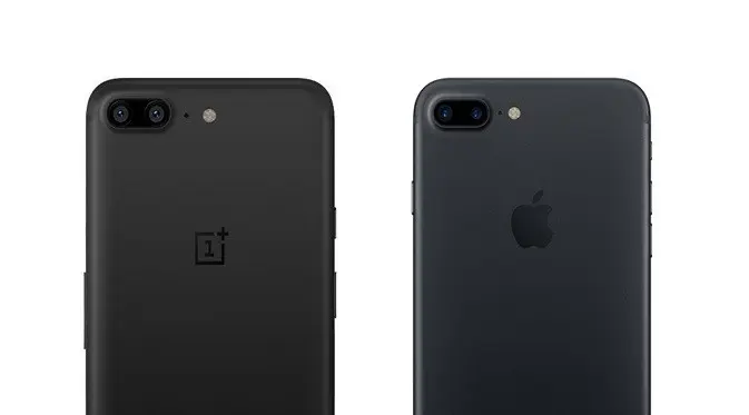 OnePlus 5 vs iPhone 7. (Foto: Pocket Lint)