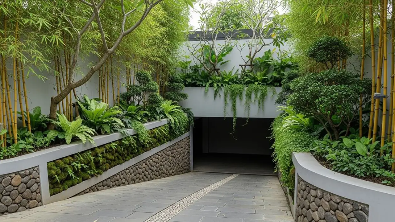 Desain Carport di Basement