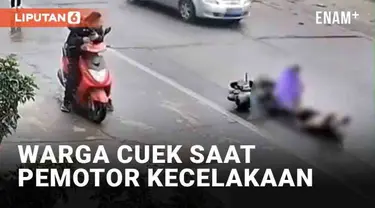 Kecelakaan tunggal melibatkan seorang pemotor. Insiden viral lantaran warga di sekitar cuek saat pemotor jatuh terkapar. Warganet mengungkap alasan di balik aksi cuek warga.