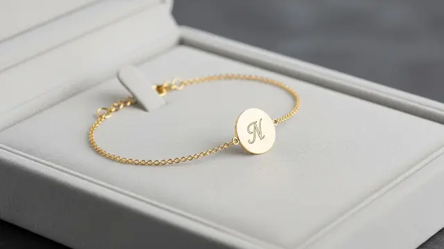 Motif Gelang Emas Minimalis Wanita untuk Lebaran 2026 Inisial Nama Terukir