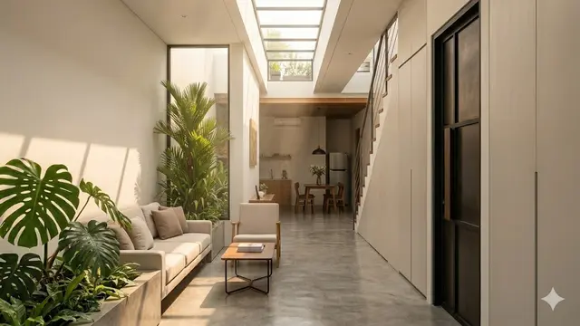 Denah dengan Skylight Memanjang untuk Cahaya Alami Maksimal