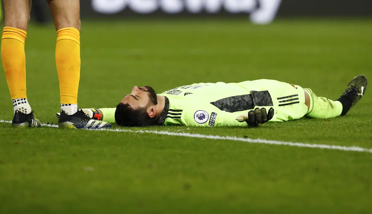 Laga Wolverhampton Wanderers kontra Liverpool itu pun berakhir dengan kemenangan Liverpool dengan skor 1-0. (AP Photo/Jason Cairnduff,Pool)