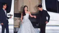Dari dua gaun pengantin yang pernah digunakan Song Hye Kyo, mana yang diprediksi akan menjadi inspirasi pada pernikahannya nanti? (Foto: OSEN)