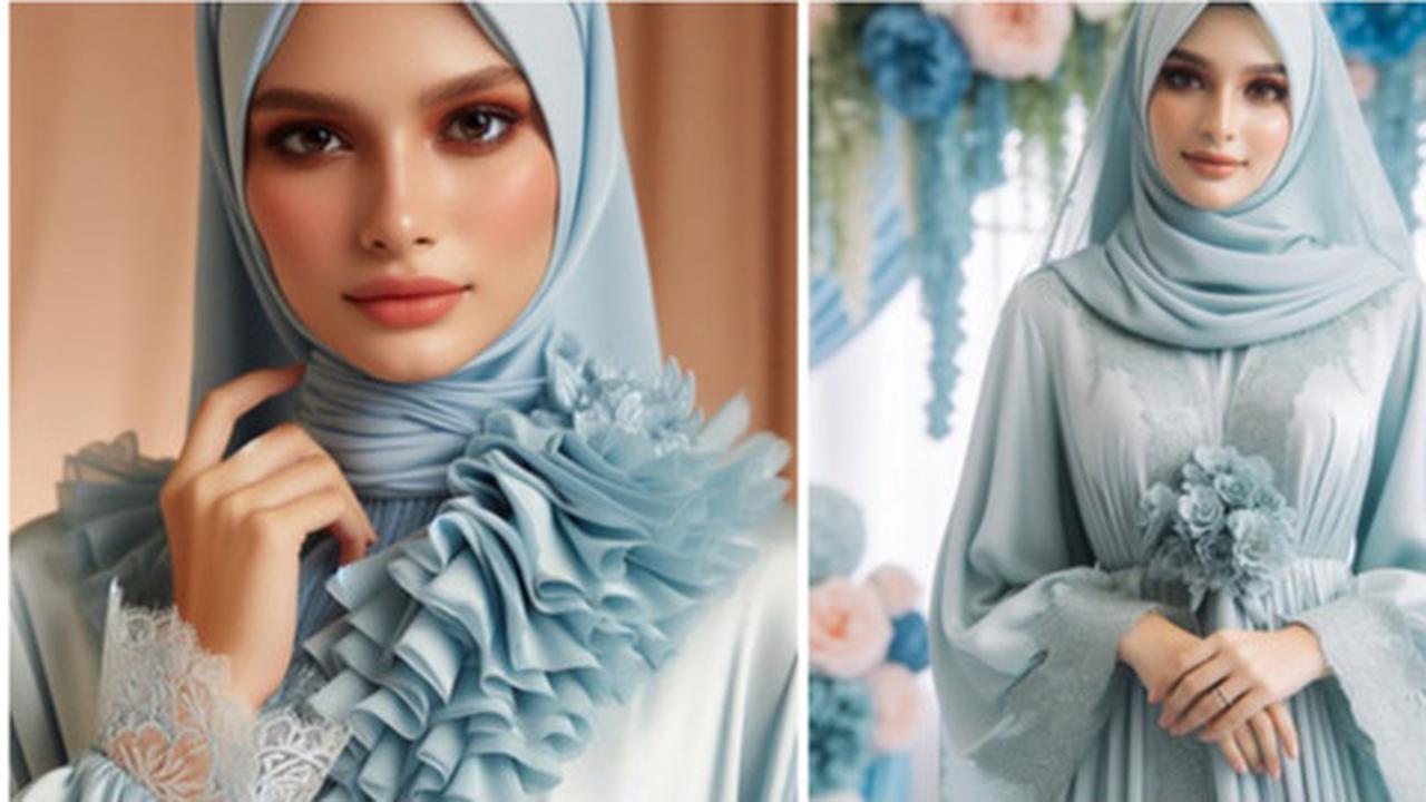 Tren Baju Gamis Perempuan Warna Ice Blue yang Cocok untuk Lebaran 2025