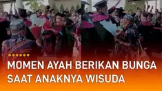 Sebuah aksi seorang ayah berlari berikan bunga untuk anaknya saat wisuda mengundang perhatian.