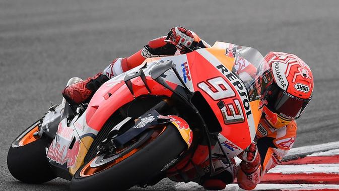 Pembalap Repsol Honda, Marc Marquez, sudah memastikan diri menjadi juara dunia MotoGP 2019. (AFP/Mohd Rasfan)