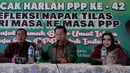 PPP kubu Djan Faridz menggelar konferensi pers terkait Mukernas yang diadakan oleh PPP Kubu Romahurmuziy, Jakarta, Senin (16/2/2015). Menurut mereka Mukernas yang diadakan oleh PPP Kubu Romi adalah ilegal(Liputan6.com/ Johan Tallo)
